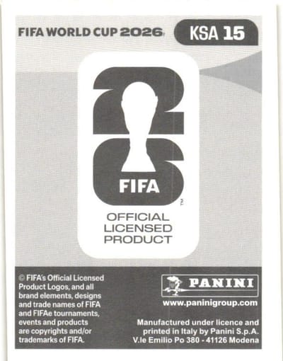 Calcomanía Dorada Panini FIFA 2026 - Marwan Alsahafi (reverso)