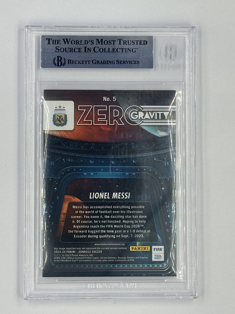 Tarjeta Donruss Zero Gravity #5 Lionel Messi 2023-24 (reverso)